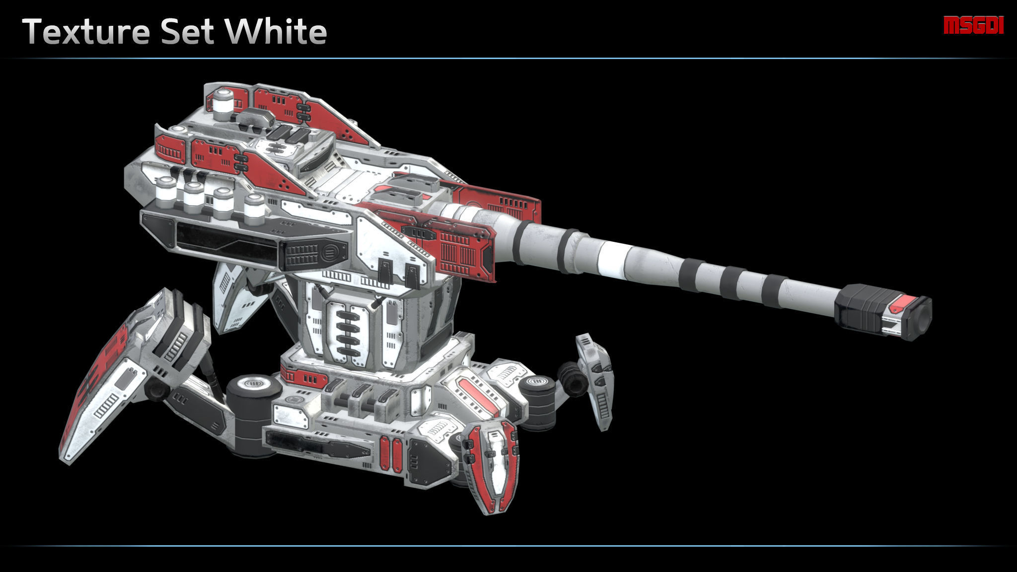 Artillery Turret Low-poly 3D model_9