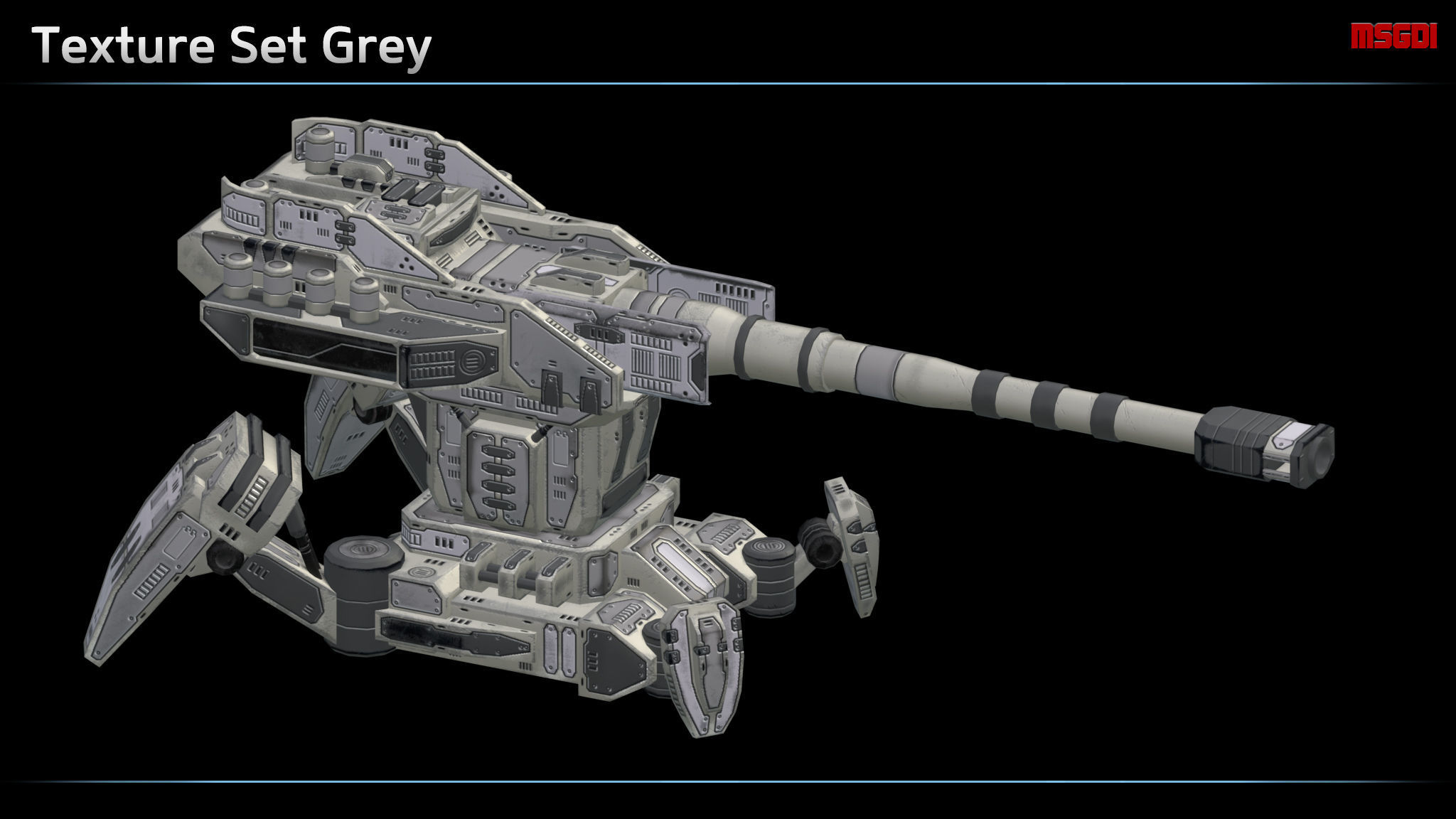 Artillery Turret Low-poly 3D model_7