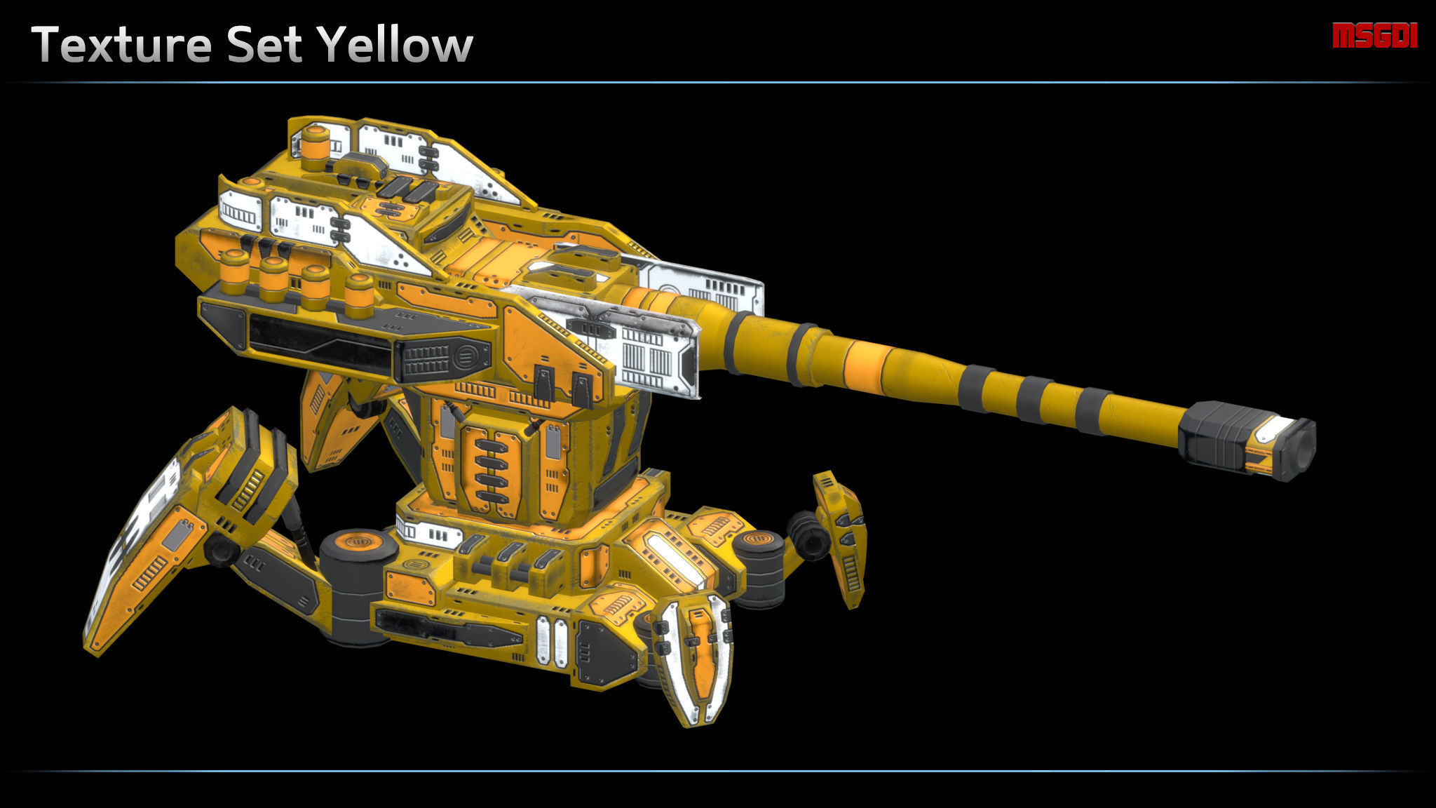 Artillery Turret Low-poly 3D model_10