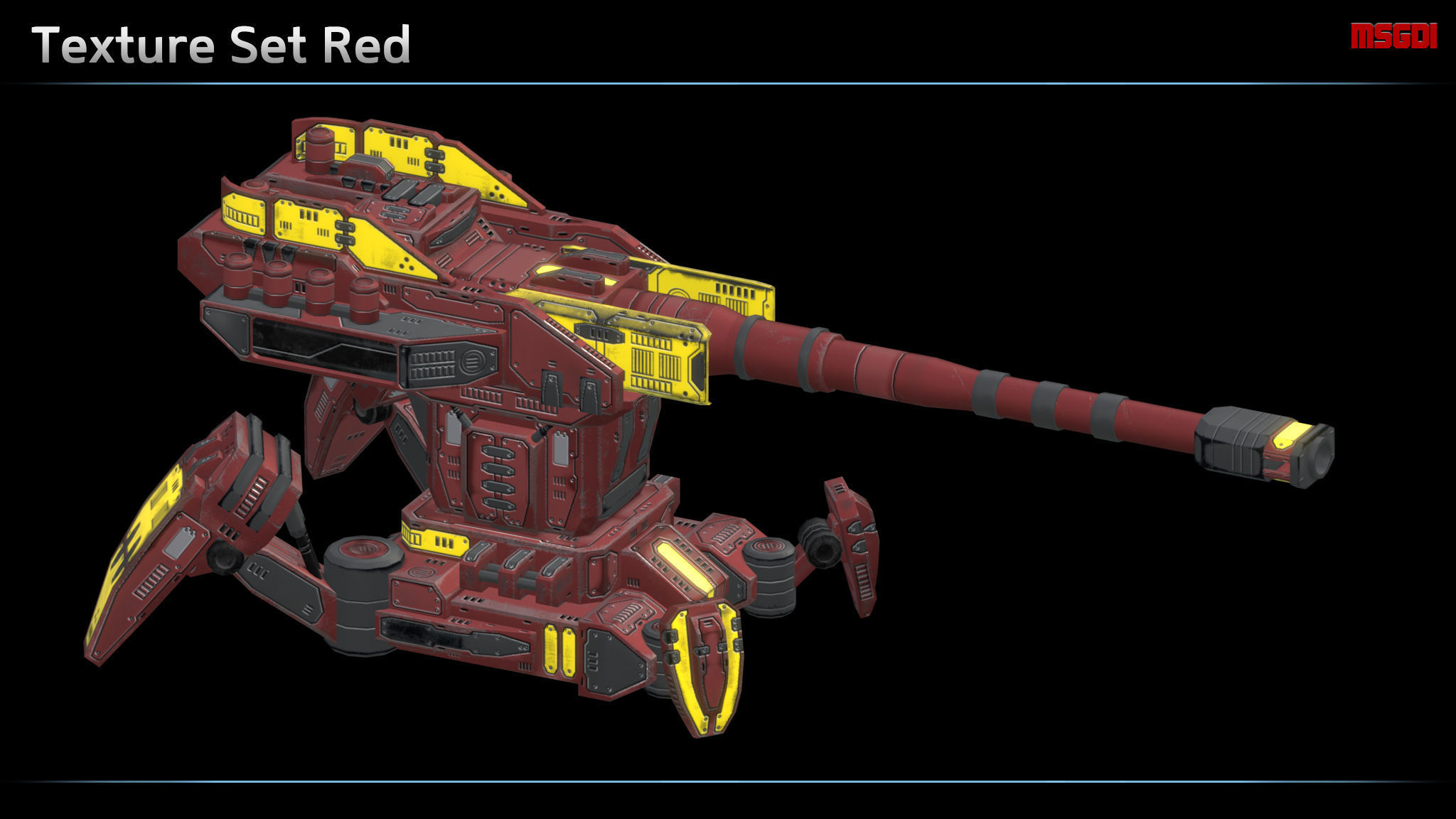 Artillery Turret Low-poly 3D model_8