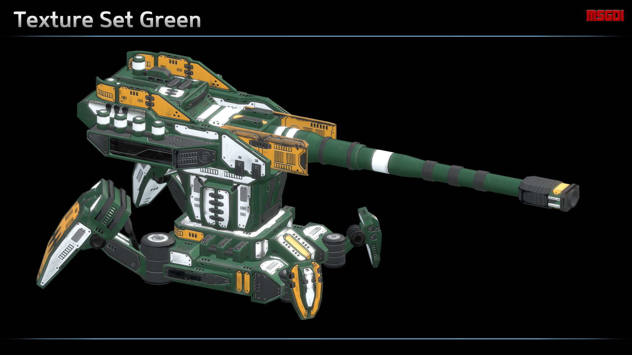 Artillery Turret Low-poly 3D model_6