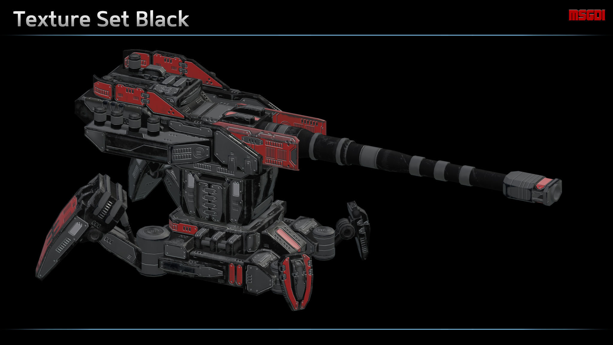 Artillery Turret Low-poly 3D model_4