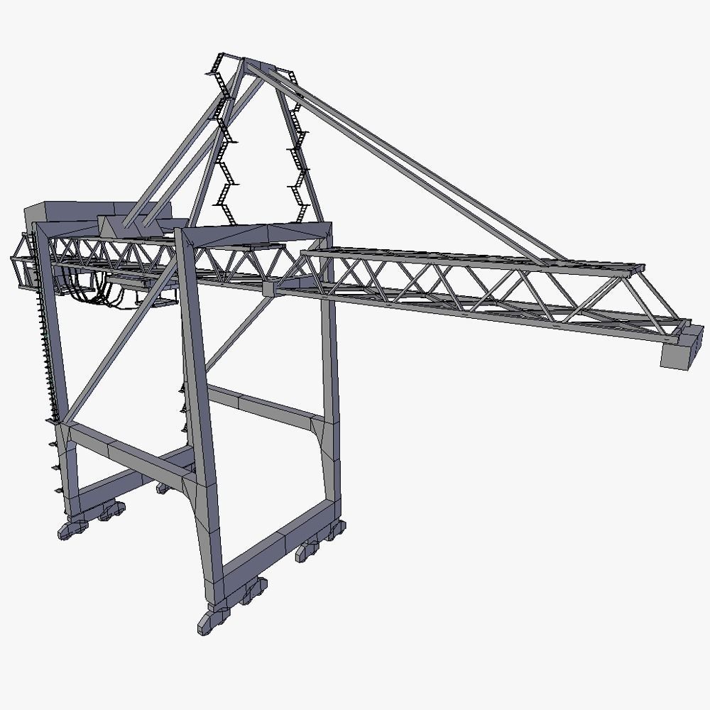 Port crane yellow 2 low poly Low-poly 3D model_7