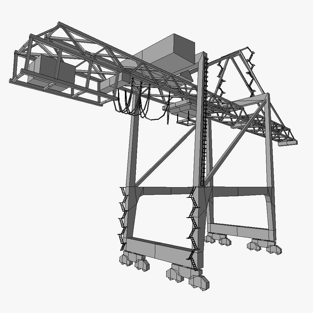 Port crane yellow 2 low poly Low-poly 3D model_8