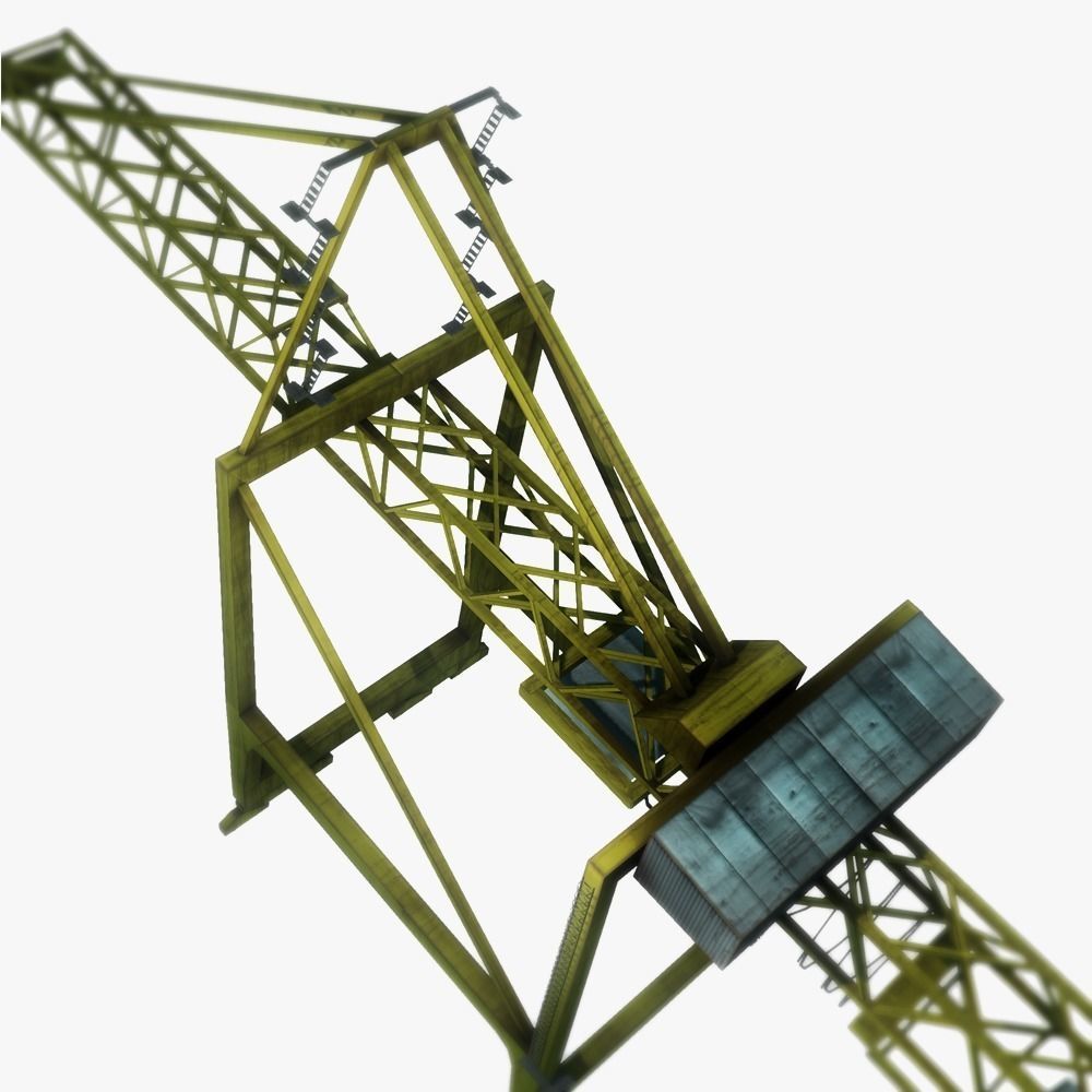 Port crane yellow 2 low poly Low-poly 3D model_5