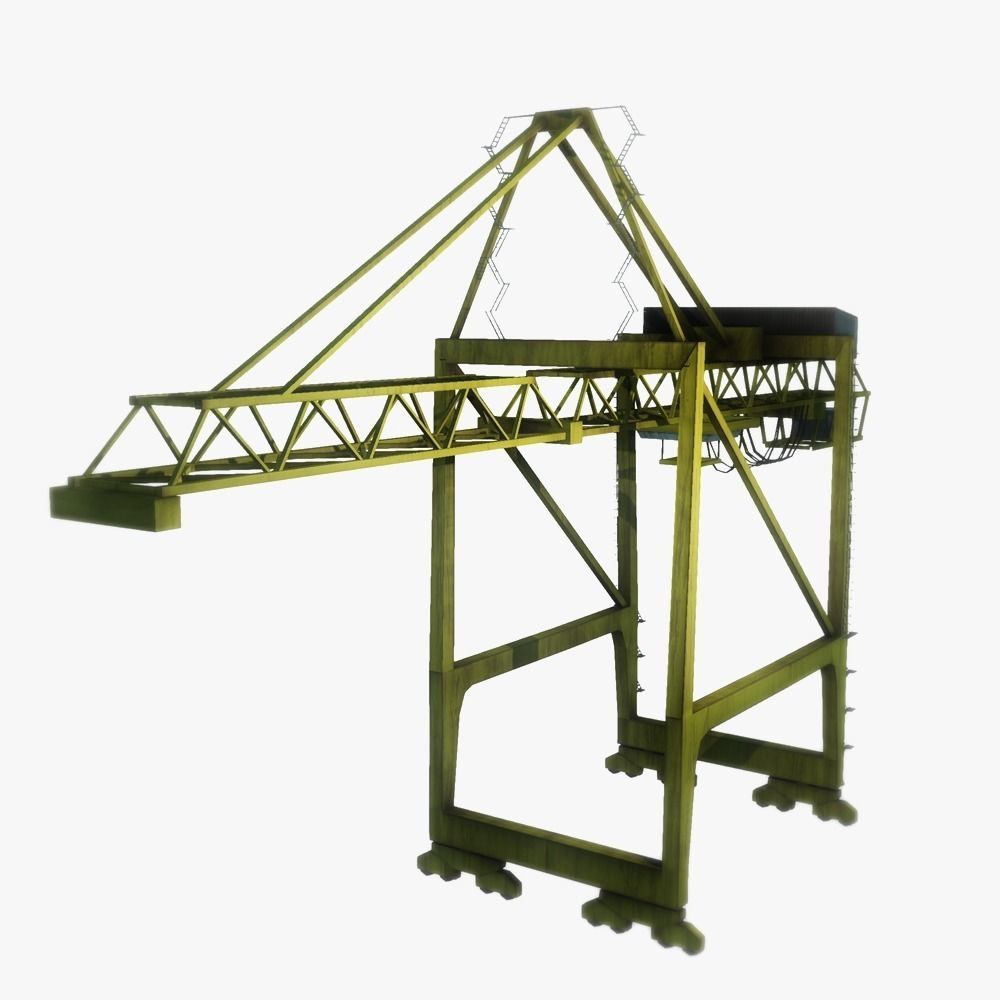 Port crane yellow 2 low poly Low-poly 3D model_1