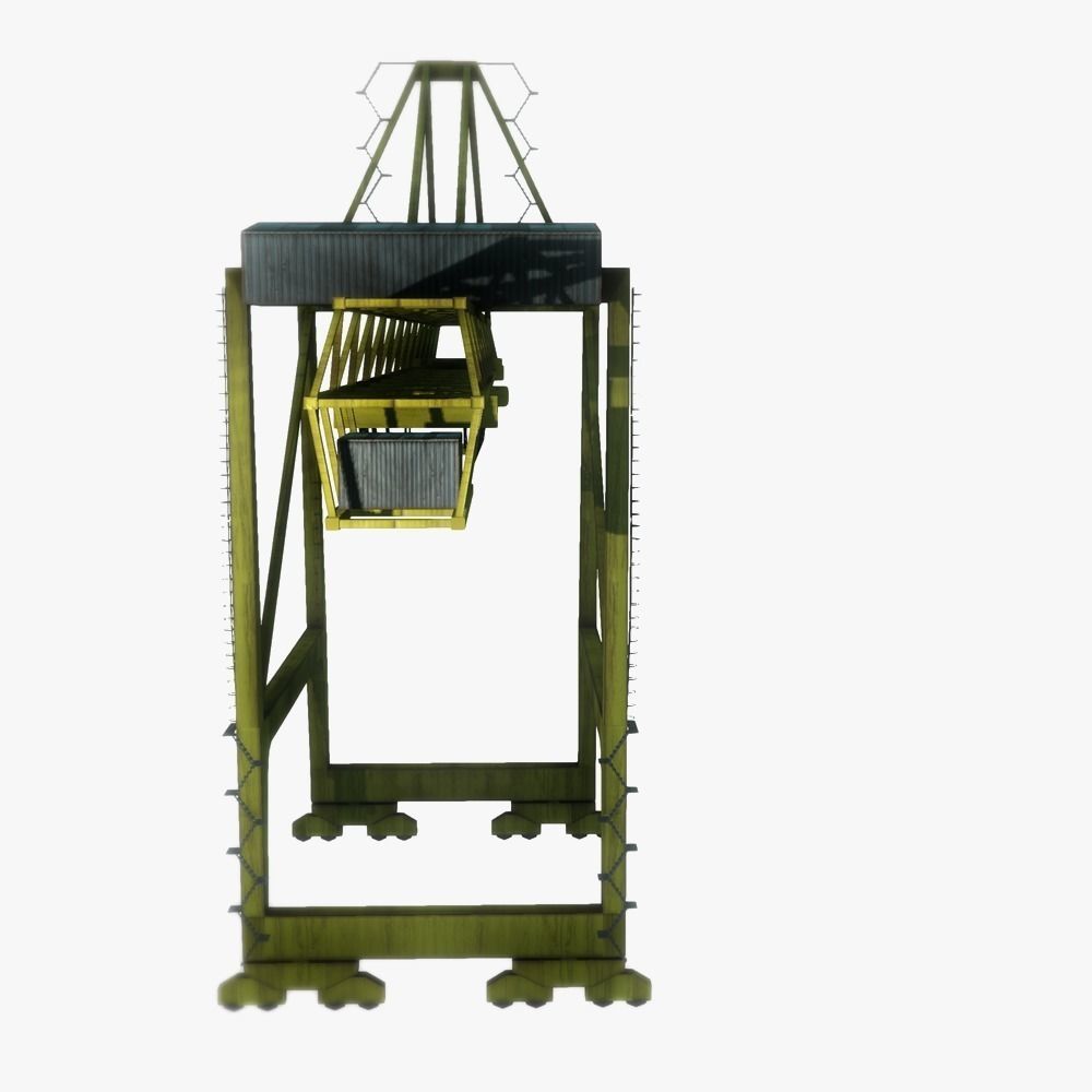 Port crane yellow 2 low poly Low-poly 3D model_6