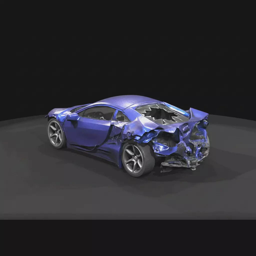 1-87 HO damaged modern vehicle Printable STL 3D print model