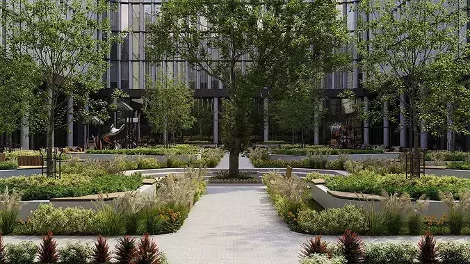 Archexteriors vol 46 - Office campus courtyard 3D model 3