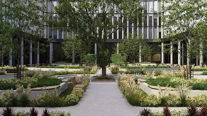 Archexteriors vol 46 - Office campus courtyard 3D model 2