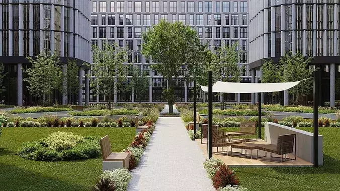 Archexteriors vol 46 - Office campus courtyard 3D model 4