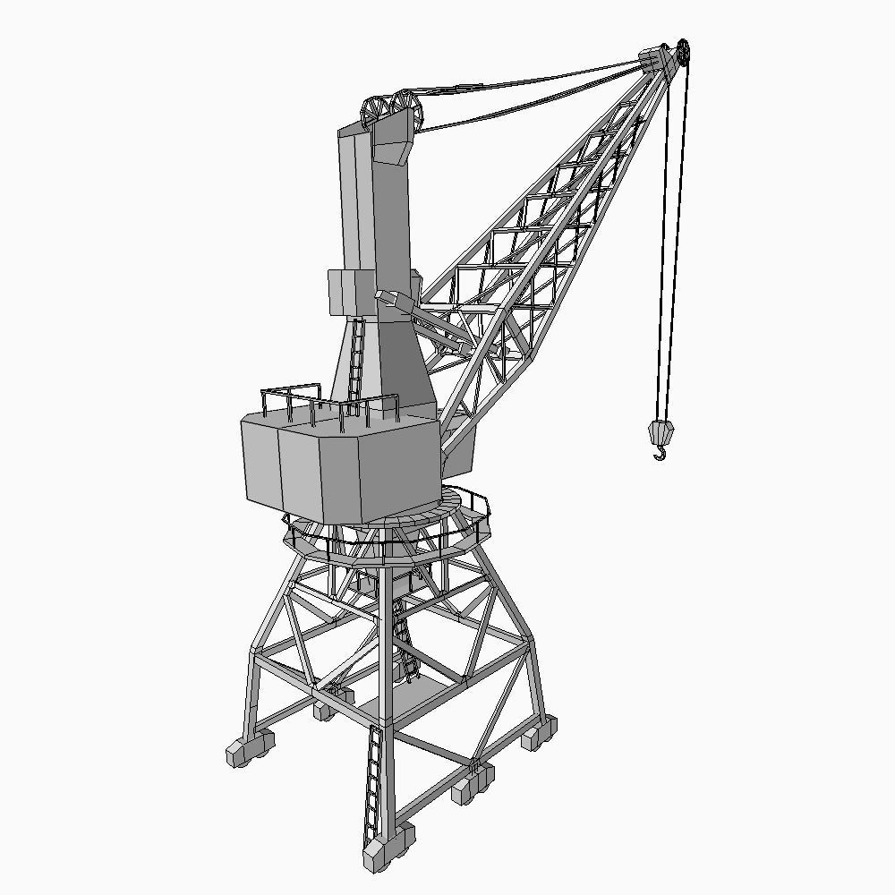 Port gantry crane 1 low poly Low-poly 3D model_4