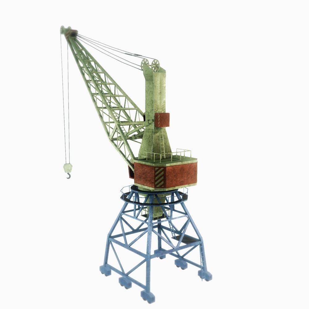 Port gantry crane 1 low poly Low-poly 3D model_1