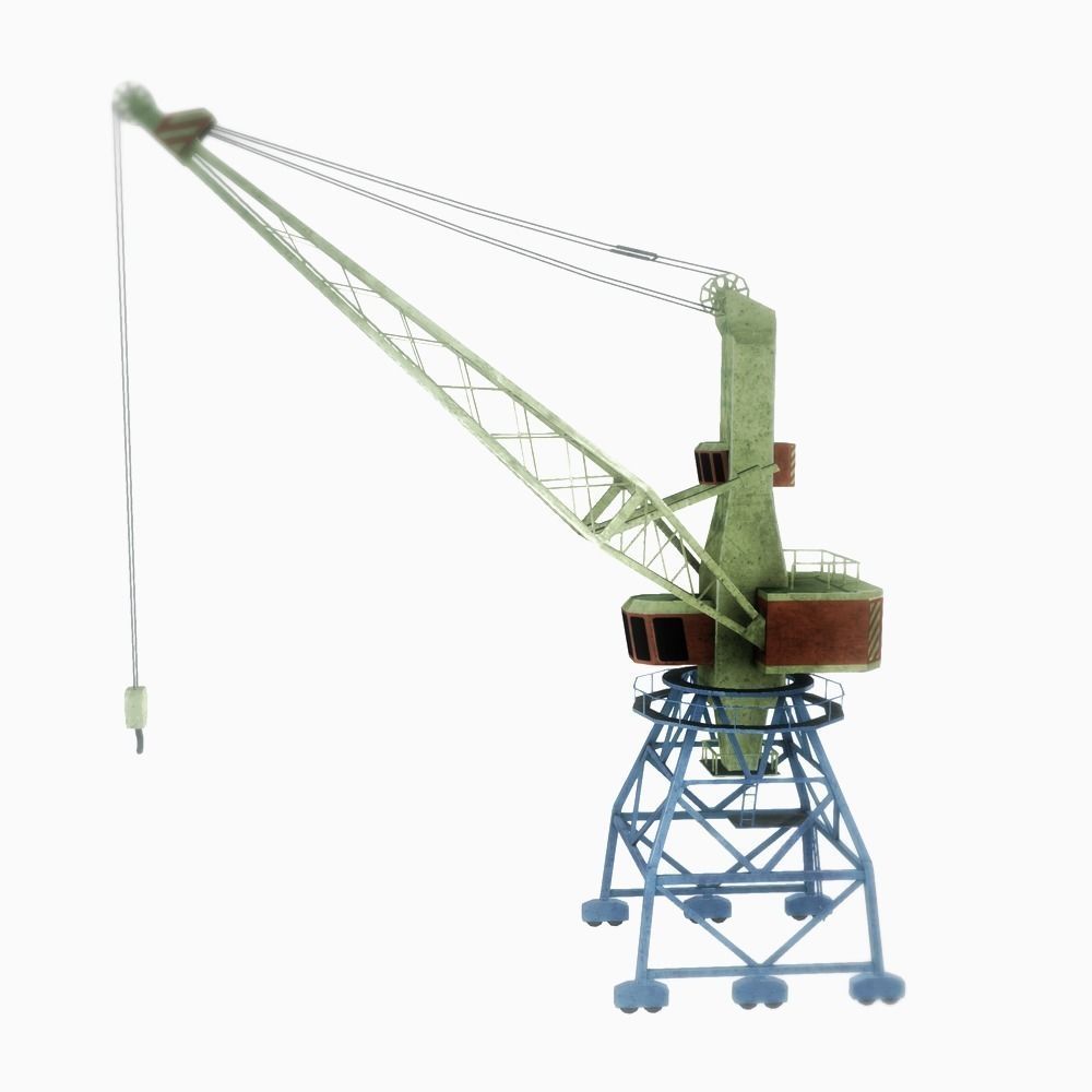 Port gantry crane 1 low poly Low-poly 3D model_2