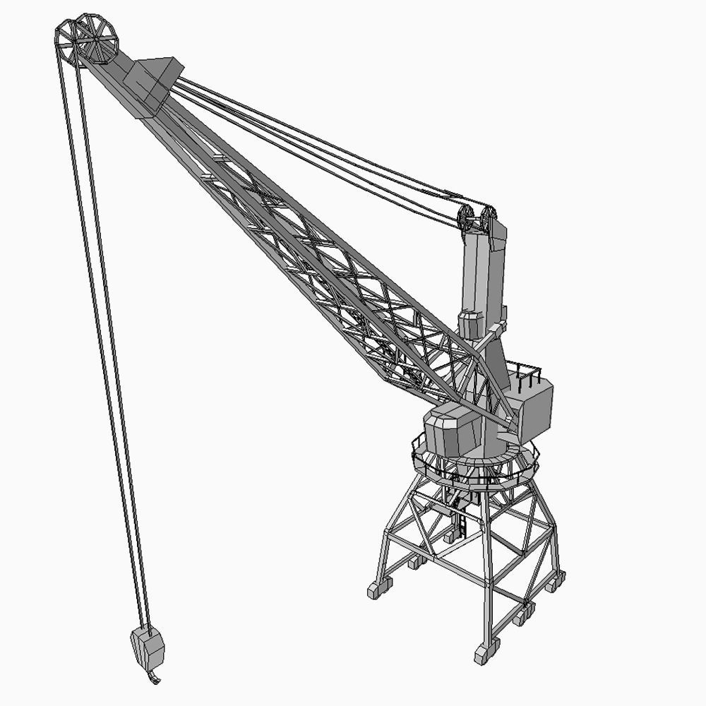 Port gantry crane 1 low poly Low-poly 3D model_5