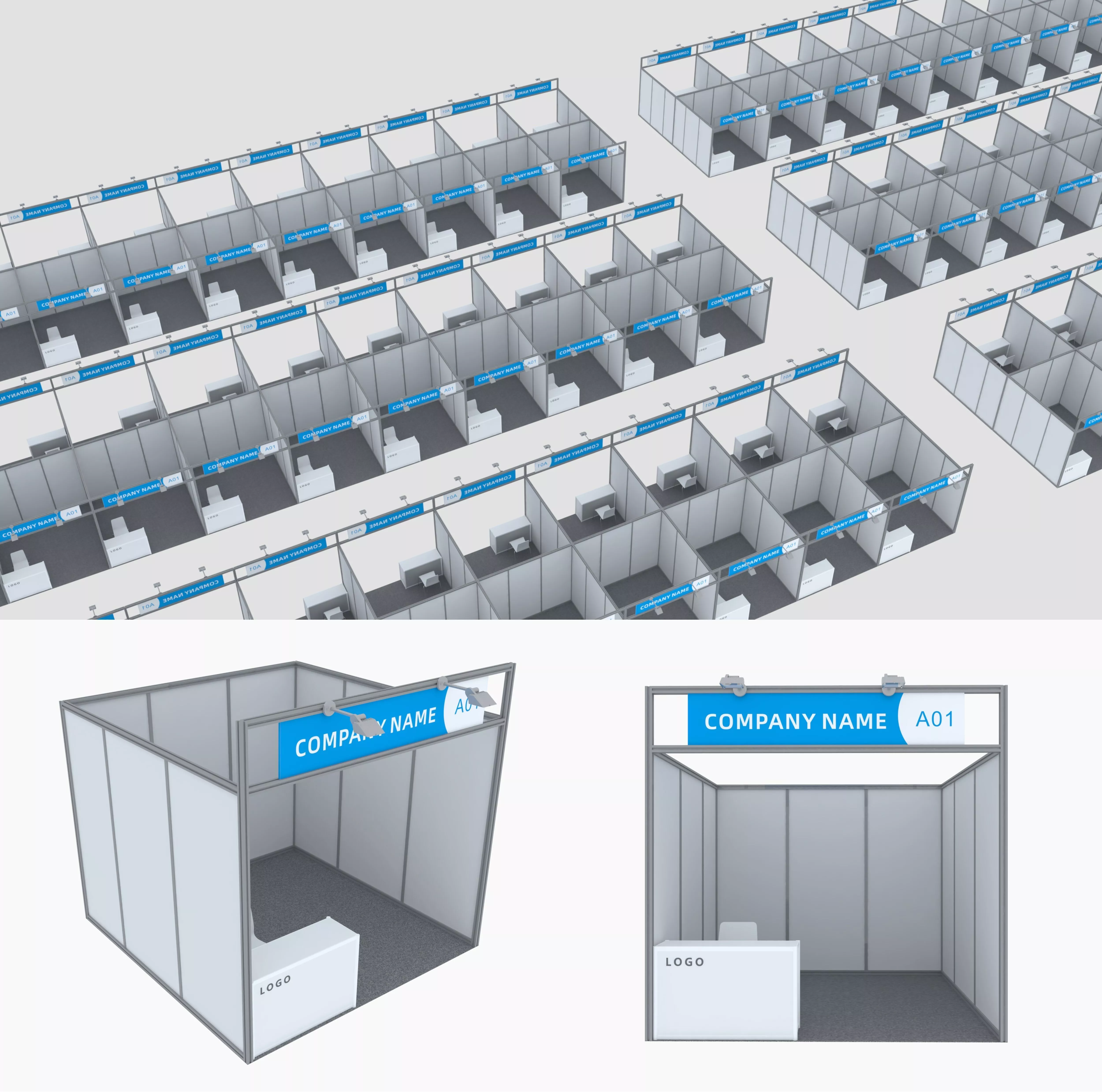Standard booth Low-poly 3D model