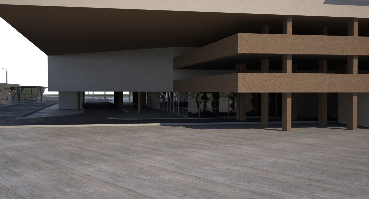 Transport Hub Bus Station 3D model_6