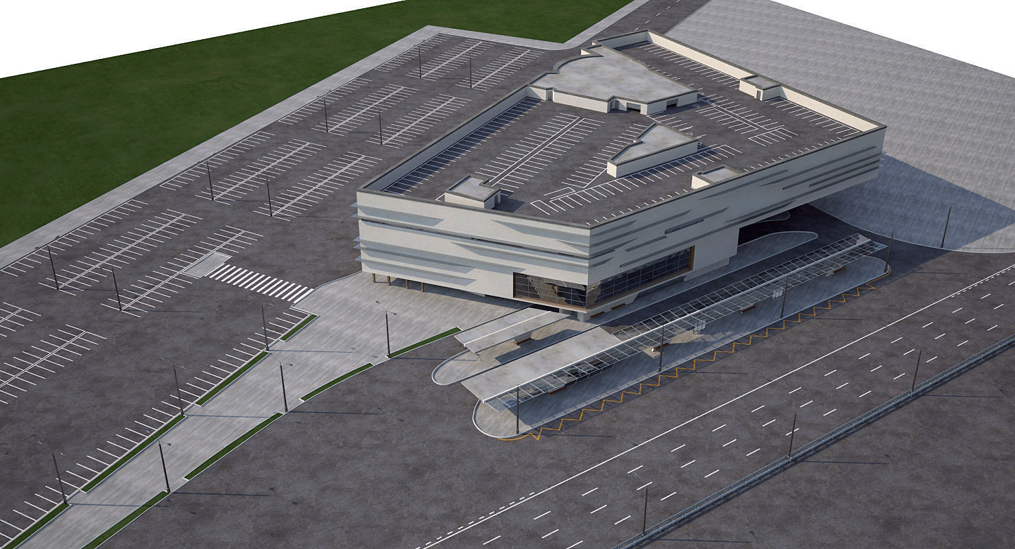 Transport Hub Bus Station 3D model_1