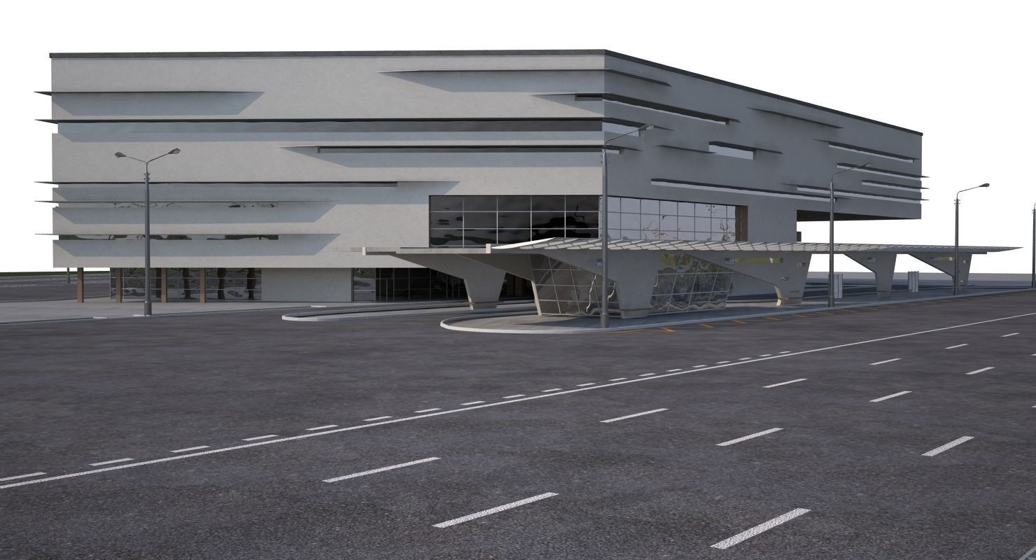 Transport Hub Bus Station 3D model_0