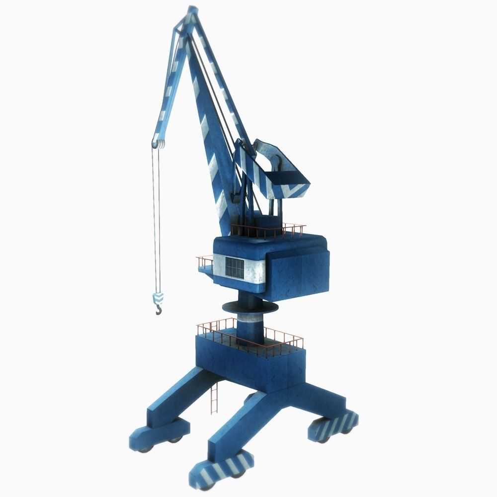Port gantry crane 2 low poly Low-poly 3D model_2