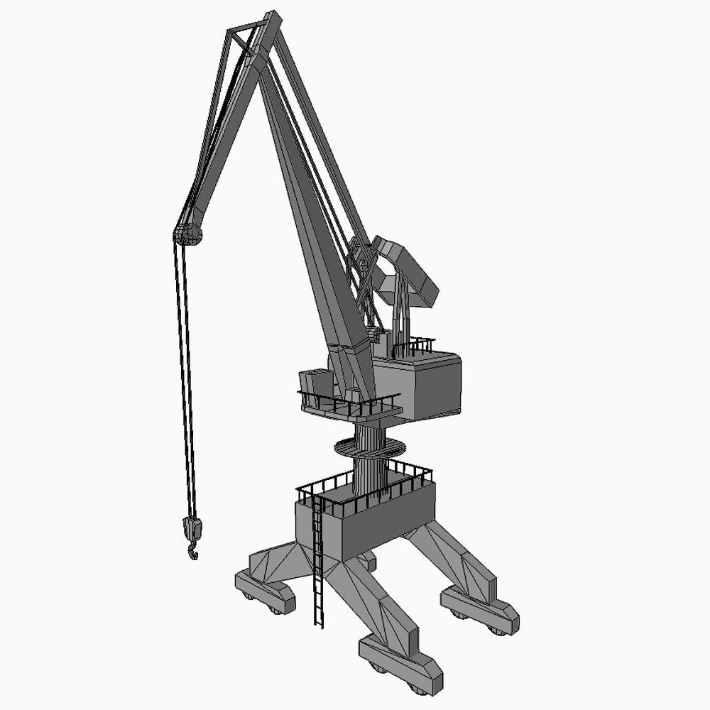 Port gantry crane 2 low poly Low-poly 3D model_4