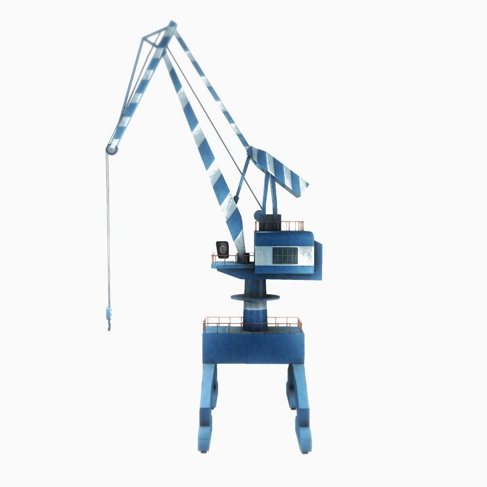 Port gantry crane 2 low poly Low-poly 3D model_1