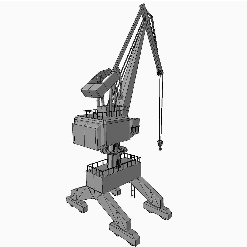 Port gantry crane 2 low poly Low-poly 3D model_5