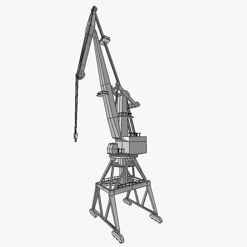 Port gantry crane 4 low poly Low-poly 3D model_4
