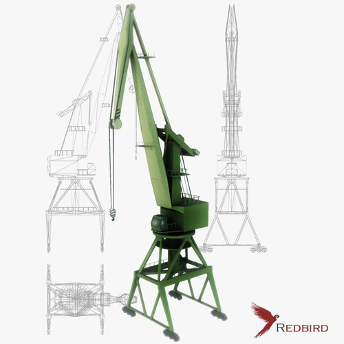 Port gantry crane 4 low poly Low-poly 3D model