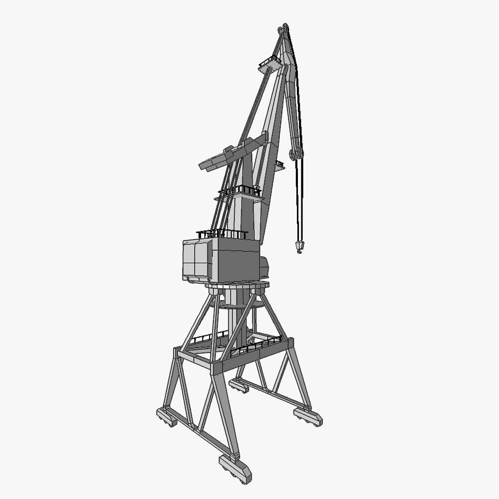 Port gantry crane 4 low poly Low-poly 3D model_5