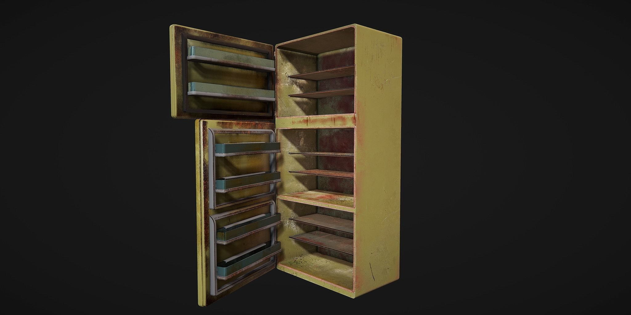 dirty refrigerator Low-poly 3D model_0