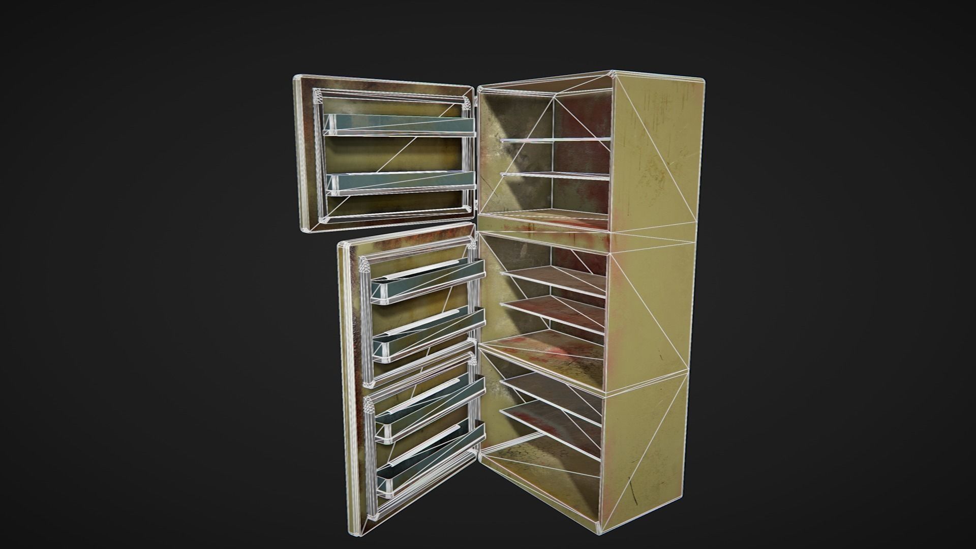 dirty refrigerator Low-poly 3D model_3
