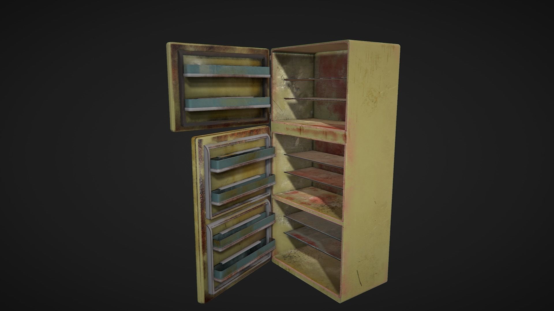 dirty refrigerator Low-poly 3D model_2