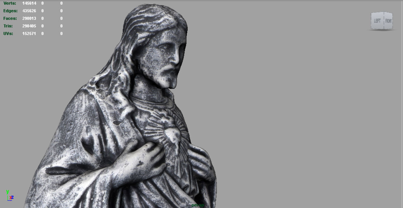Stone Sacred Heart of Jesus Low-poly 3D model_8
