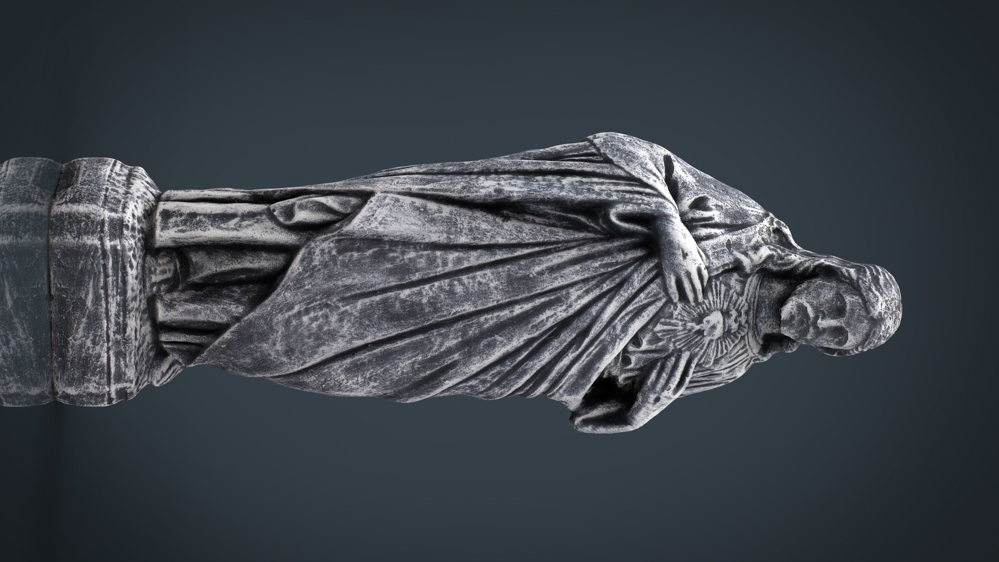 Stone Sacred Heart of Jesus Low-poly 3D model_19