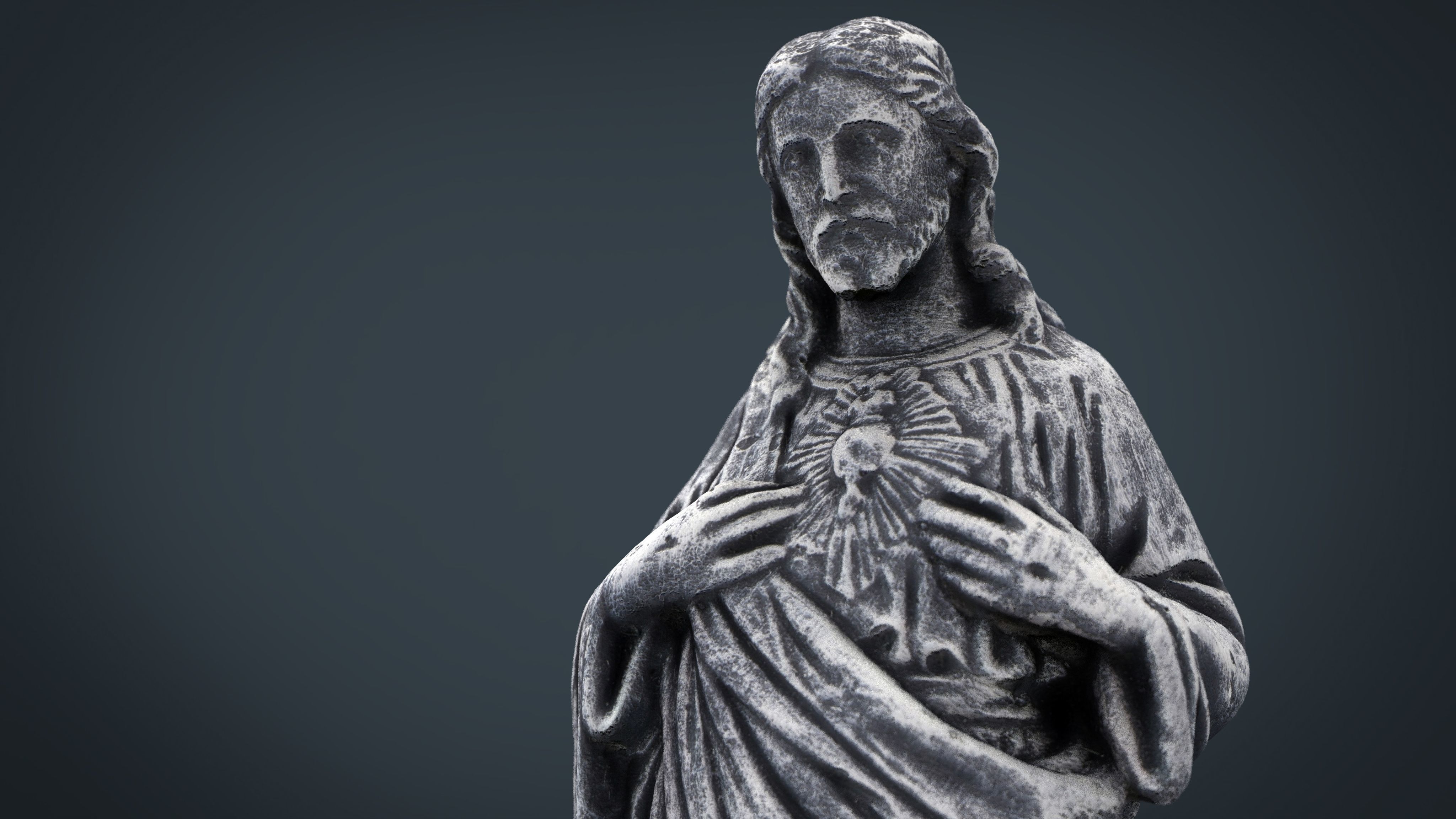 Stone Sacred Heart of Jesus Low-poly 3D model_22