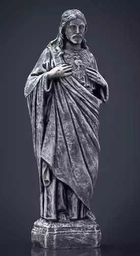 Stone Sacred Heart of Jesus Low-poly 3D model