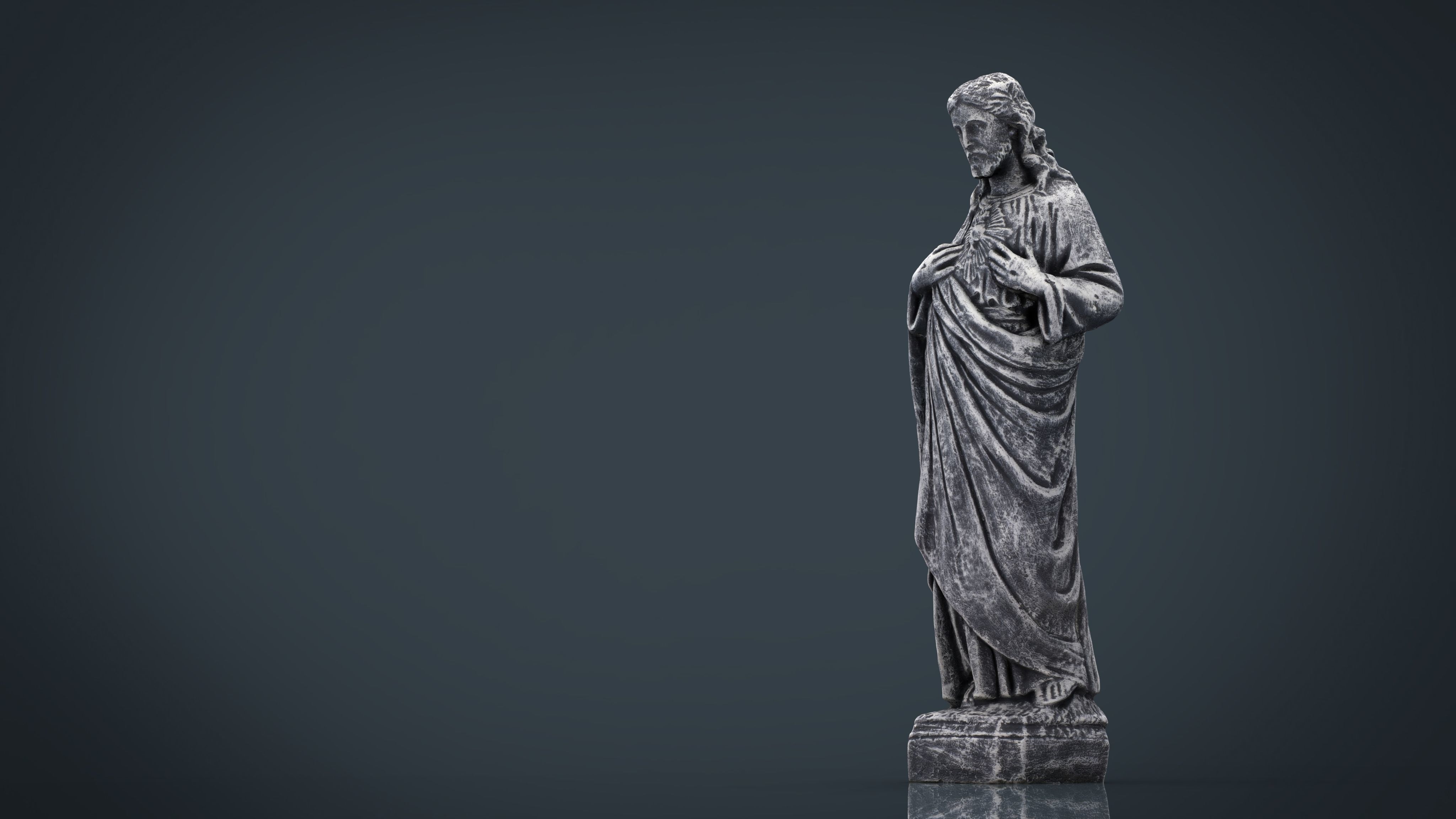 Stone Sacred Heart of Jesus Low-poly 3D model_16