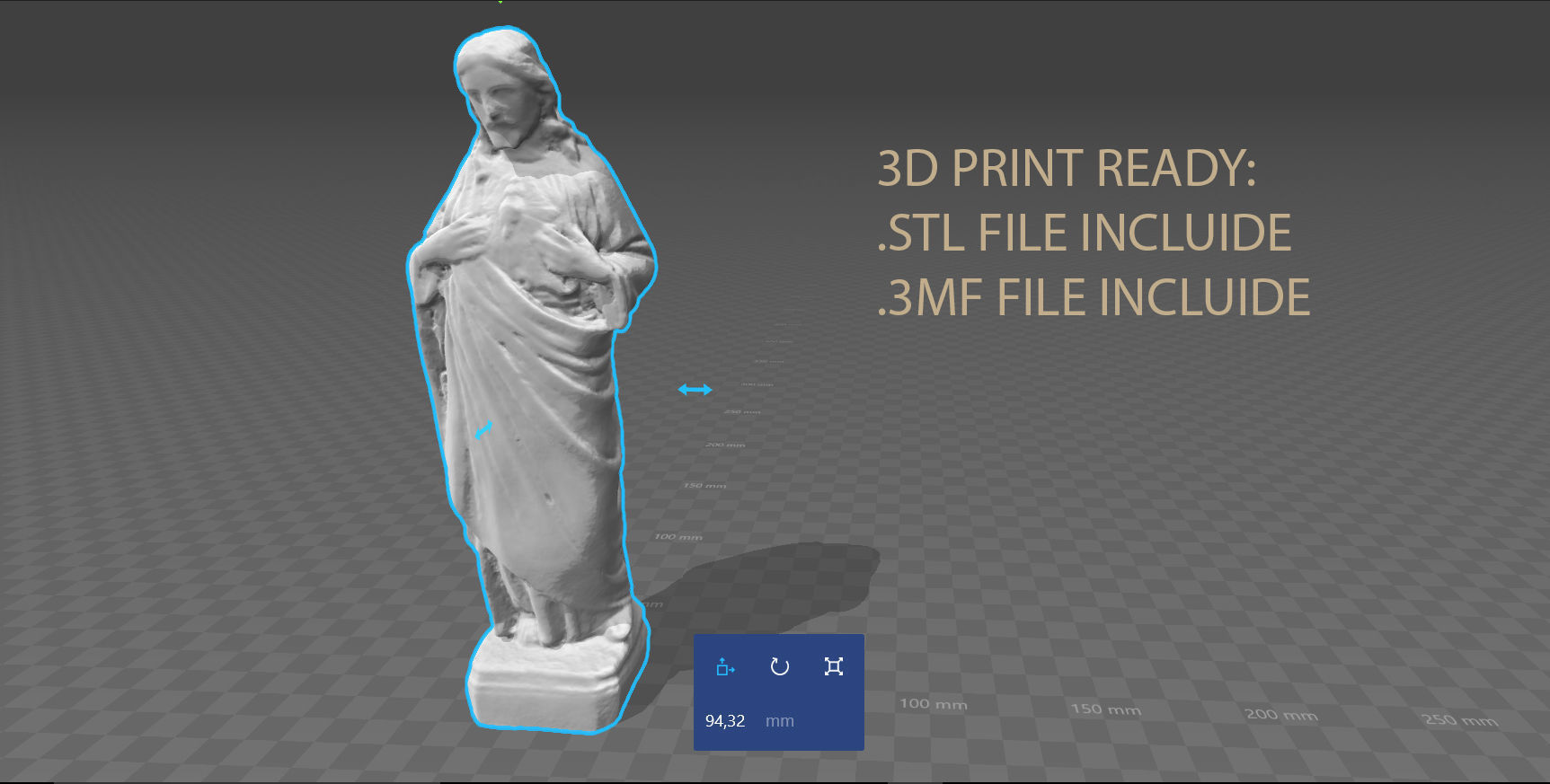 Stone Sacred Heart of Jesus Low-poly 3D model_25