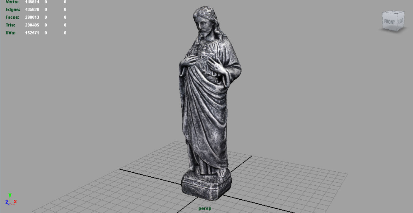 Stone Sacred Heart of Jesus Low-poly 3D model_3
