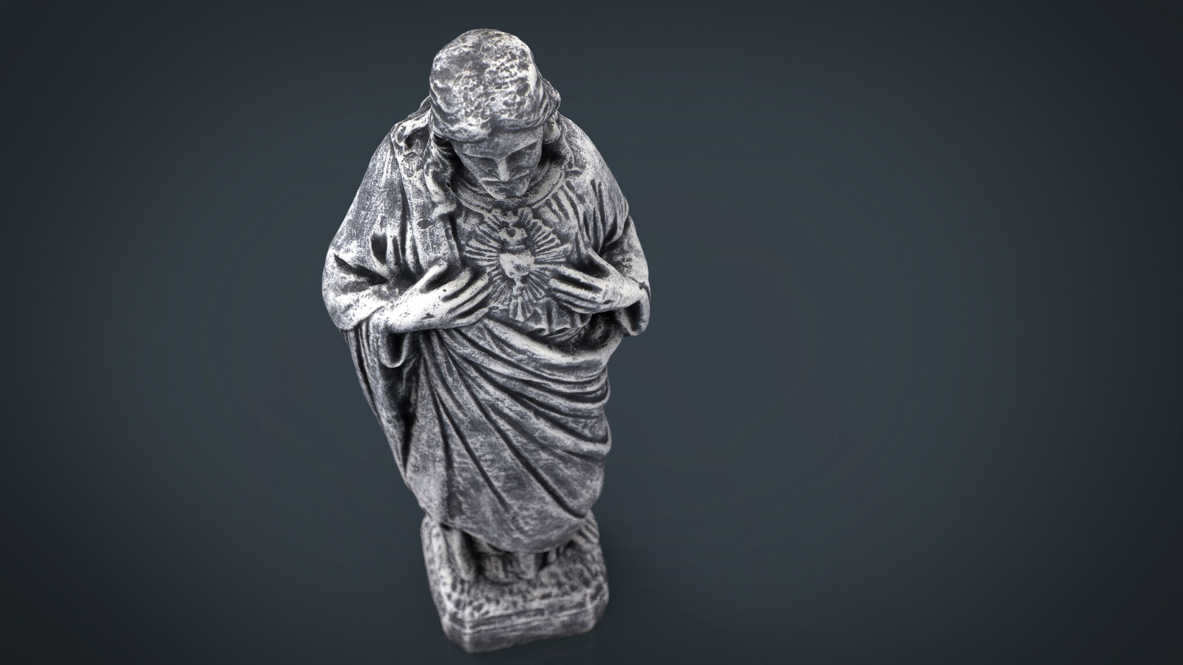 Stone Sacred Heart of Jesus Low-poly 3D model_17