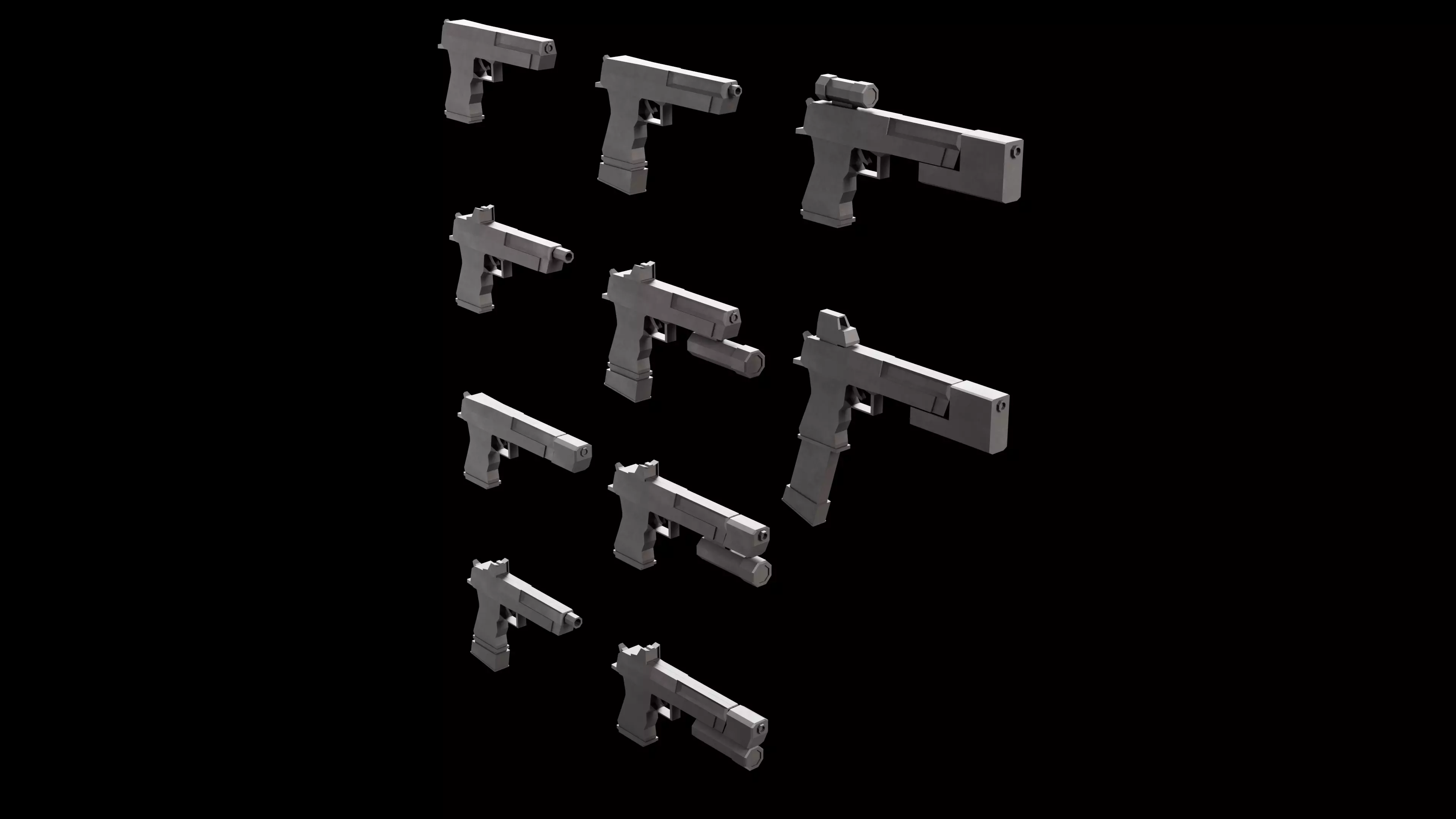 Stylized Low Poly Deagle -10 Variations Game Ready Low-poly 3D model