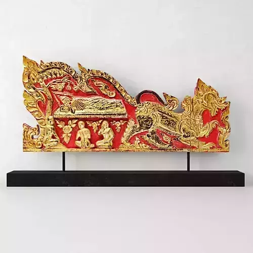 Antique Thai Monks Gilded Throne Side Panel 2 3D model