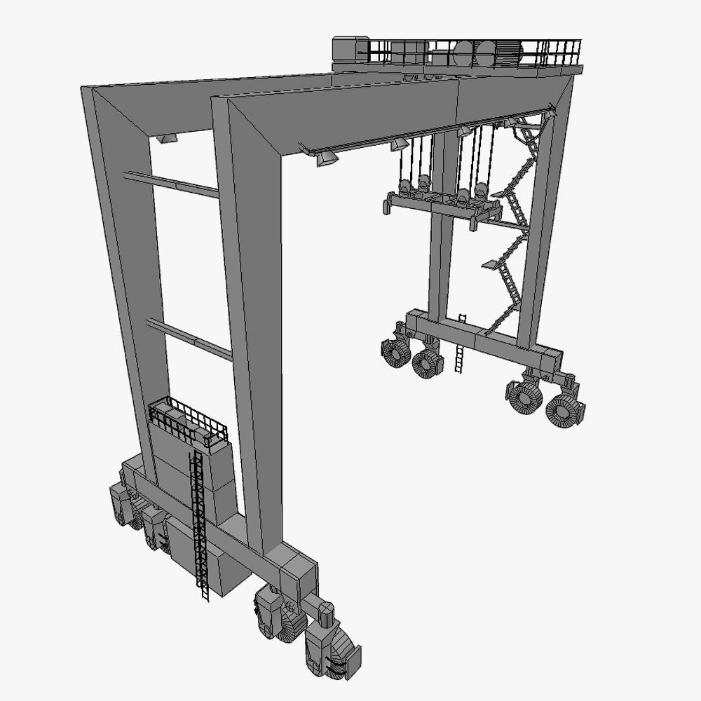 RTG port crane low poly Low-poly 3D model_7