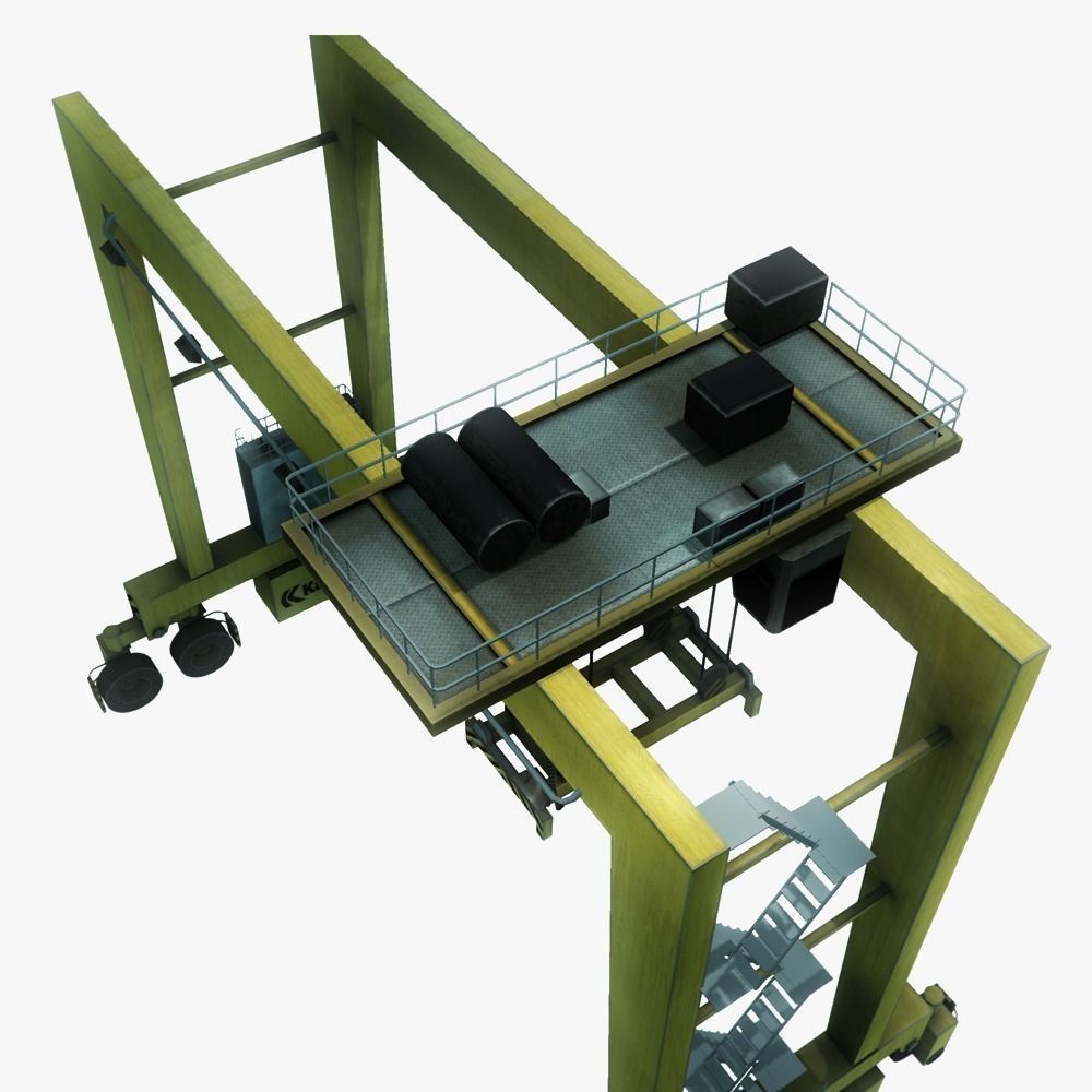 RTG port crane low poly Low-poly 3D model_5