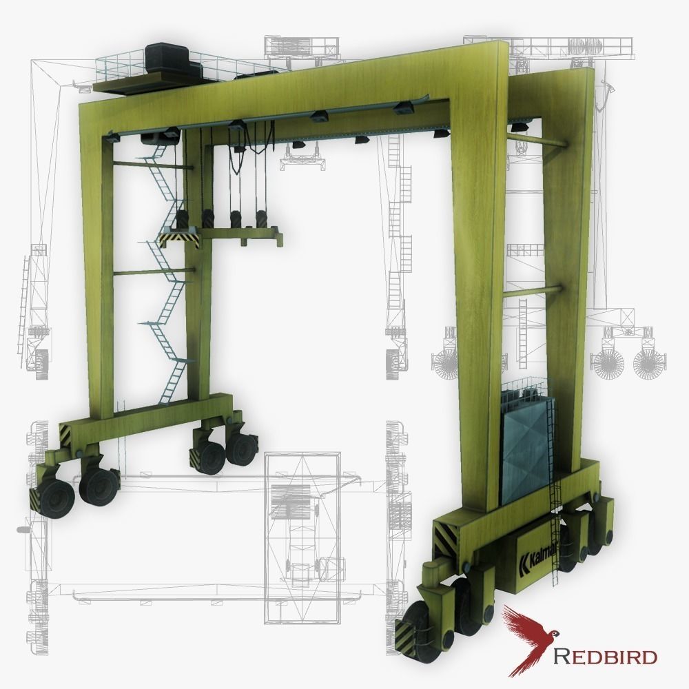 RTG port crane low poly Low-poly 3D model_0