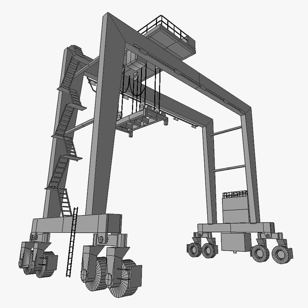 RTG port crane low poly Low-poly 3D model_6