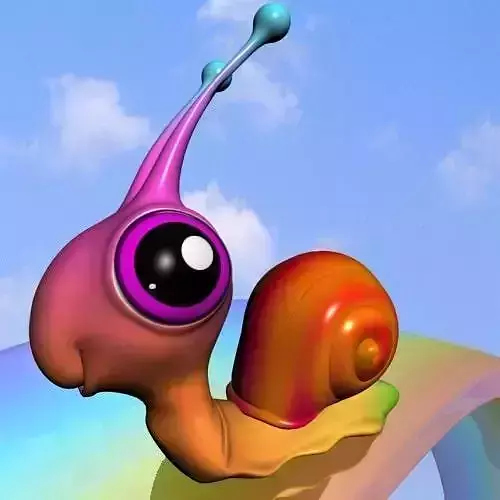 Rainbow Snail RIGGED Low-poly 3D model