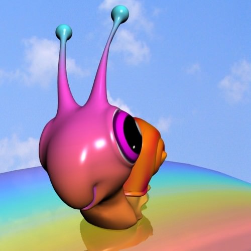Rainbow Snail RIGGED Low-poly 3D model_1