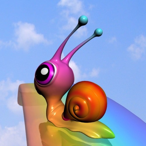 Rainbow Snail RIGGED Low-poly 3D model_3